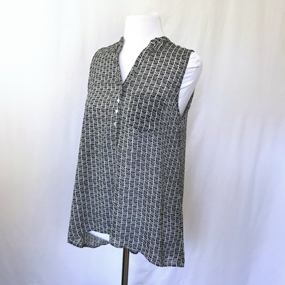H&M Sheer Black & White Geometric Tank - Picture 2 of 8